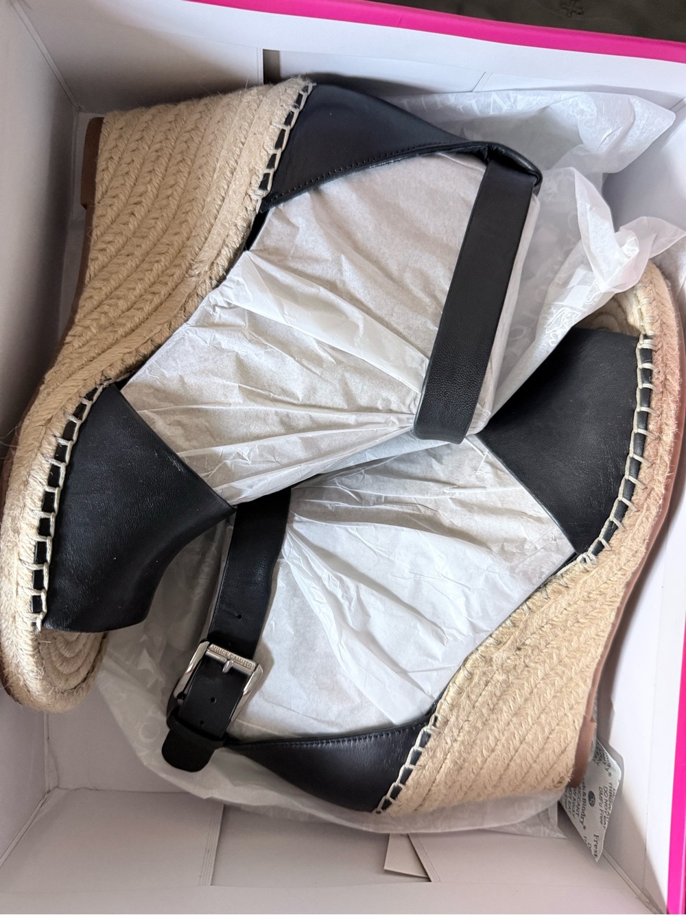 Vince Camuto Black Espadrille Wedge Sandals with Ankle Strap
